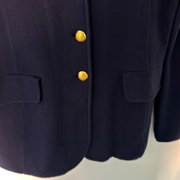 Lauren Ralph Lauren EUC 100% Cotton Navy Blazer Cardigan L. Classic Comfort Knit - Picture 3 of 6